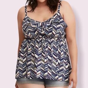 Torrid Chevron Print Challis Ruffle Tank Top Size 2X